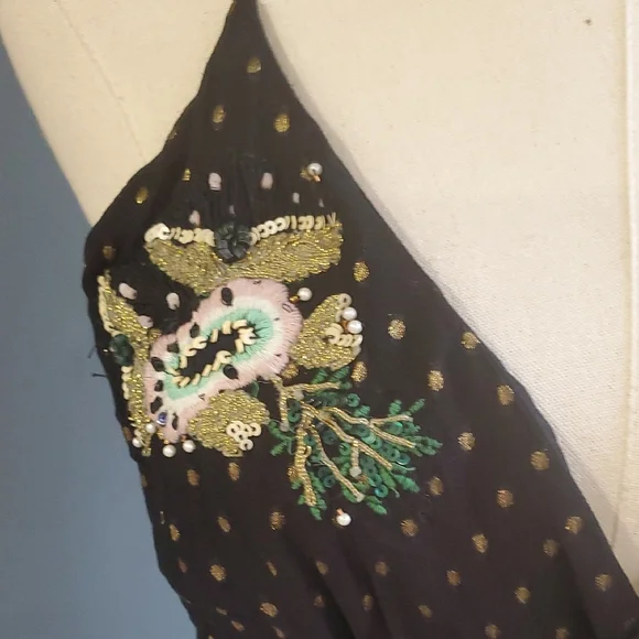 Zara Black Sleeveless Bodysuit with Green Embellishments Sz M - Picture 7 of 13